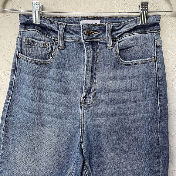 Cello Women’s Flare Denim Jeans Slit Leg Size 3 Blue - Picture 2 of 13